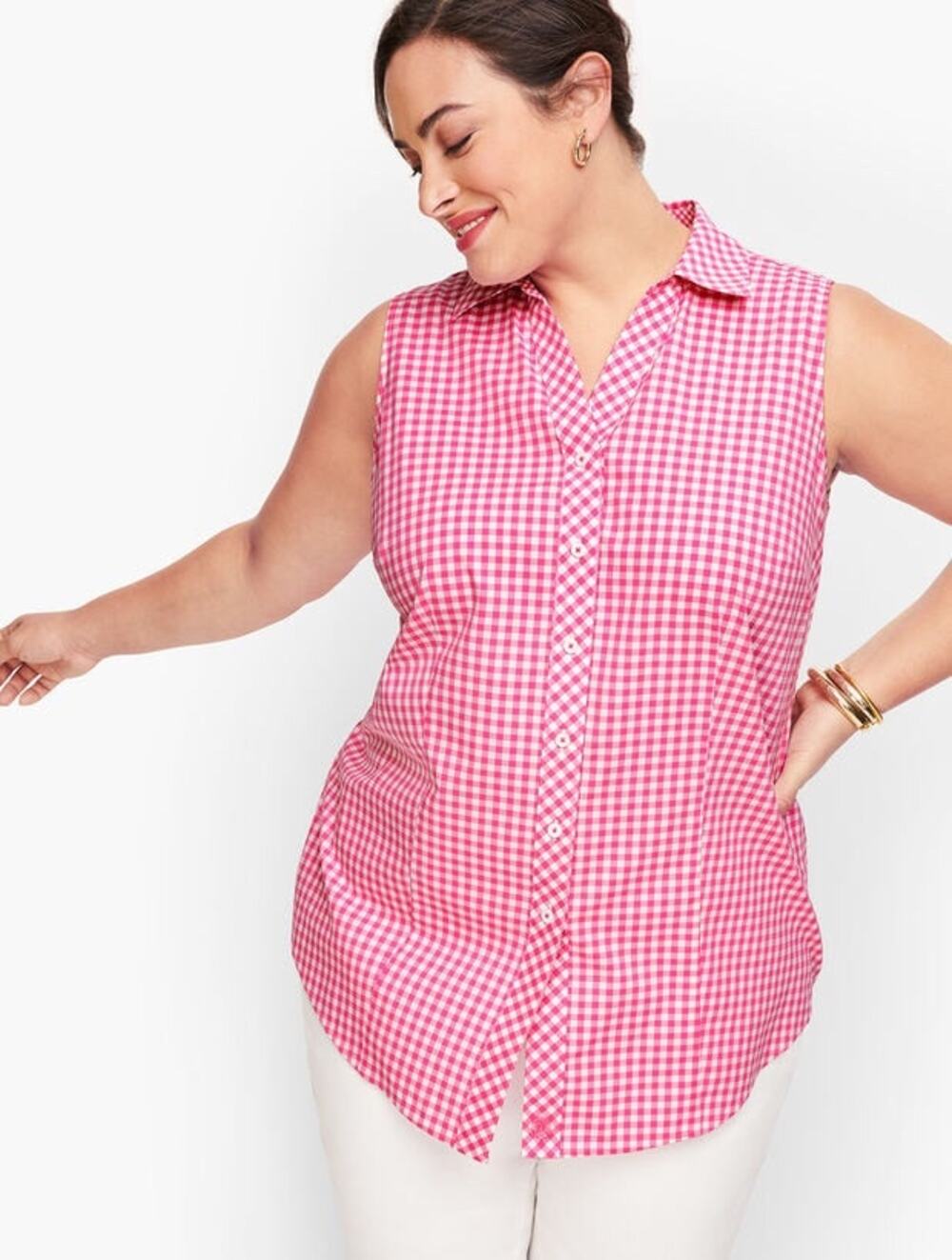 Talbots Perfect Shirt 22WP Petite Plus NWT Sleeveless Gingham Non Iron Cotton